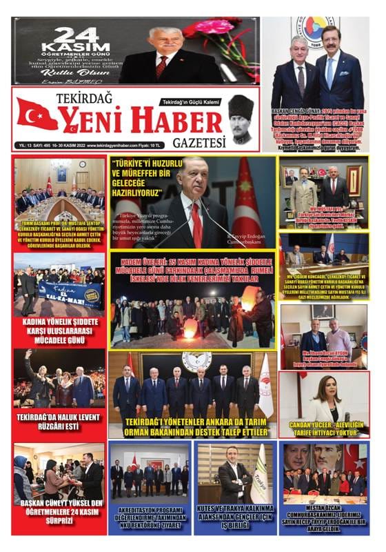 Tekirdağ Yeni Haber Gazetesi 495.Sayı Çıktı