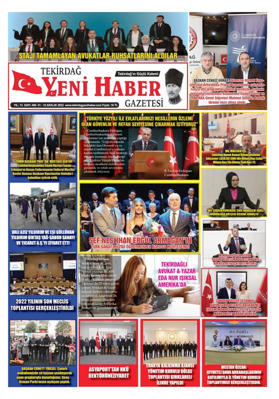 Tekirdağ Yeni Haber Gazetesi 496.Sayı Çıktı
