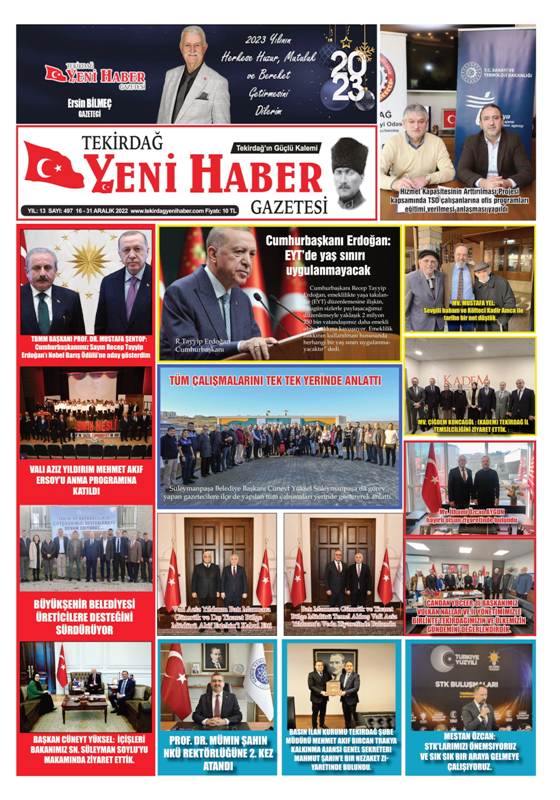 Tekirdağ Yeni Haber Gazetesi 497.Sayı Çıktı