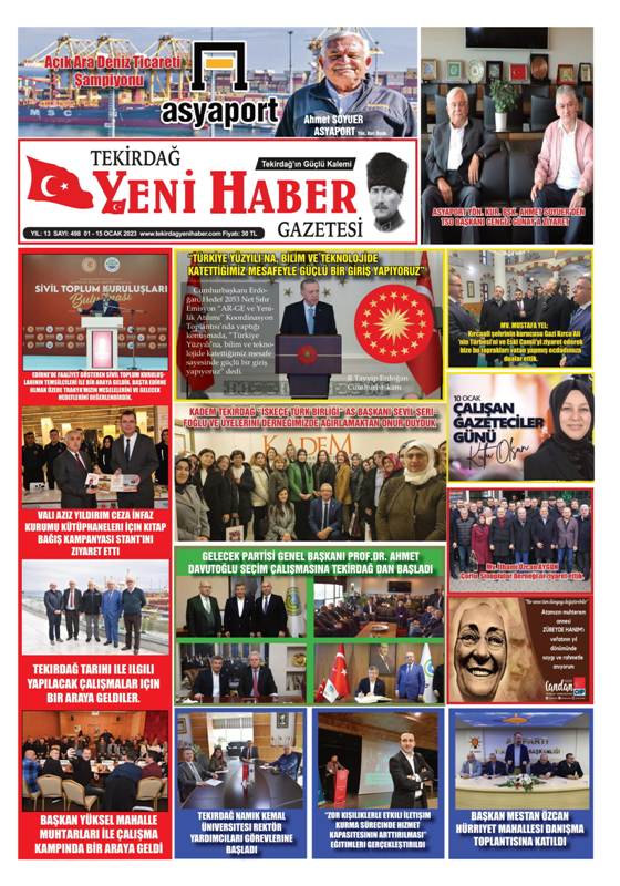 Tekirdağ Yeni Haber Gazetesi 498.Sayı Çıktı