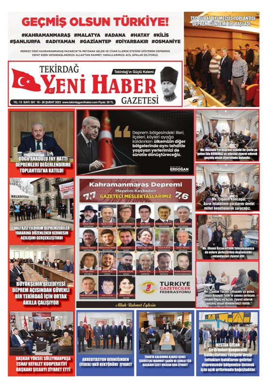 Tekirdağ Yeni Haber Gazetesi 501.Sayı Çıktı