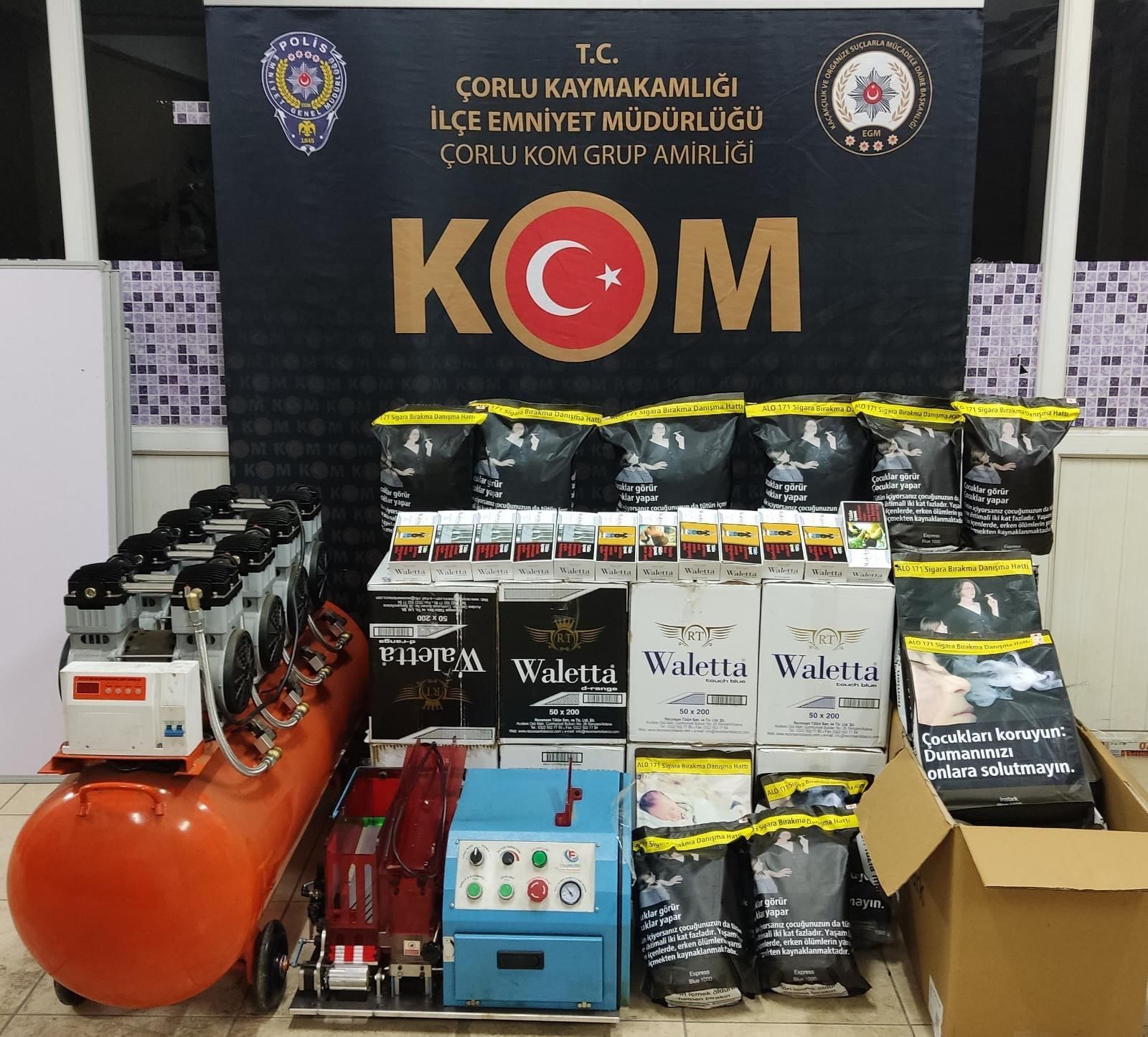36000 adet içi tütün ile doldurulmuş makaron