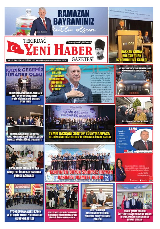 Tekirdağ Yeni Haber Gazetesi 504.Sayı Çıktı