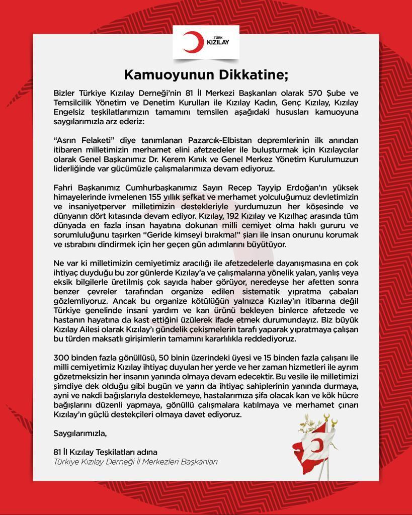 Merhamet çınarı Kızılay’ın güçlü destekçileri olmaya davet