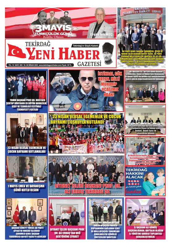 Tekirdağ Yeni Haber Gazetesi 505.Sayı Çıktı