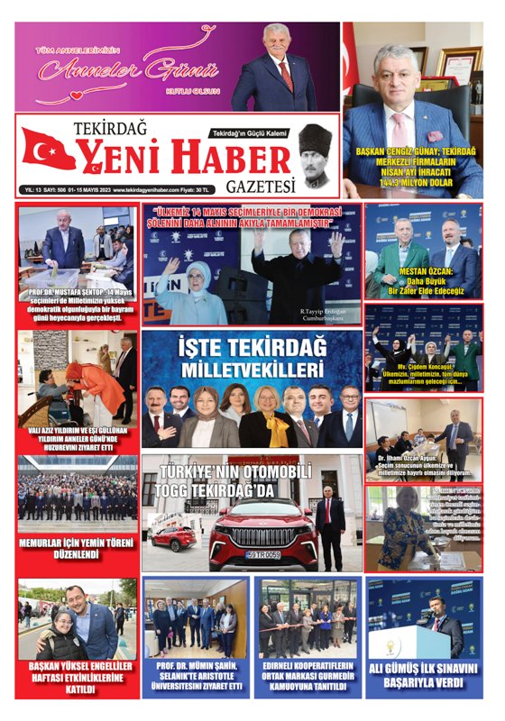 Tekirdağ Yeni Haber Gazetesi 506.Sayı Çıktı