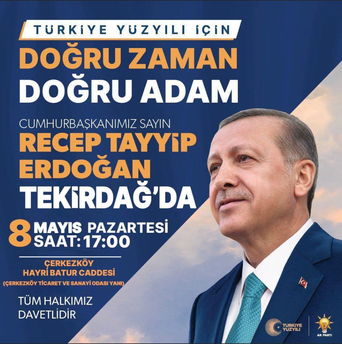 CUMHURBAŞKANI TEKİRDAĞ ÇERKEZKÖY’E  GELİYOR