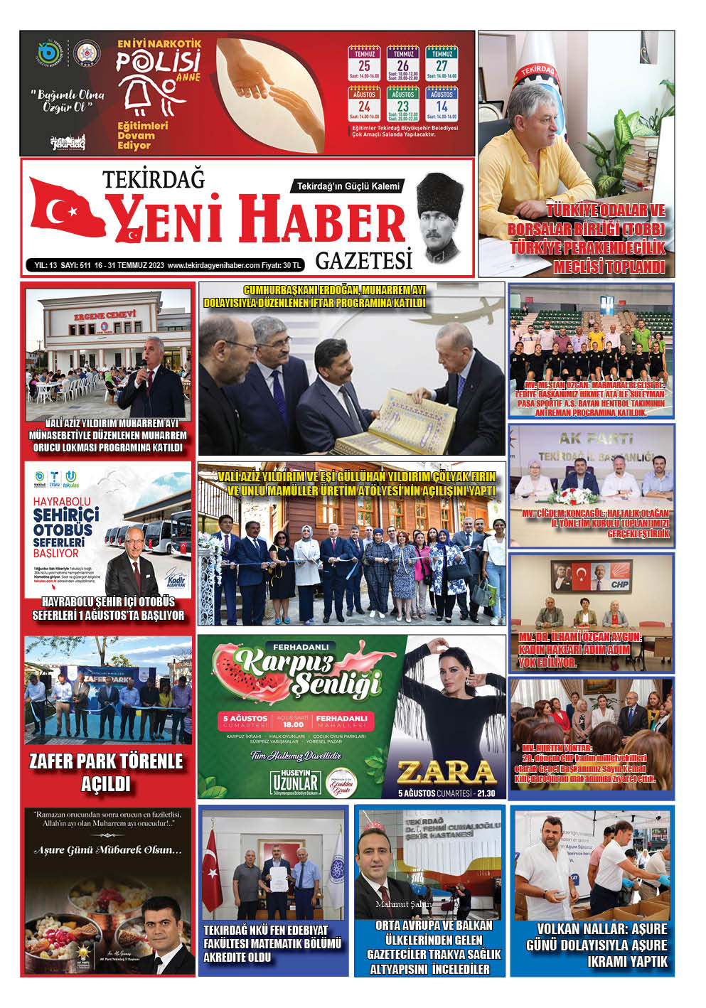 Tekirdağ Yeni Haber Gazetesi 511.Sayı Çıktı