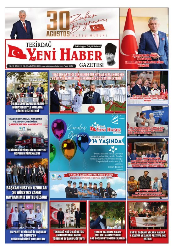 Tekirdağ Yeni Haber Gazetesi 513.Sayı Çıktı