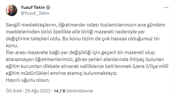 BAKAN YUSUF TEKİN MÜJDEYİ VERDİ