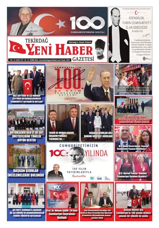 Tekirdağ Yeni Haber Gazetesi 517.Sayı Çıktı