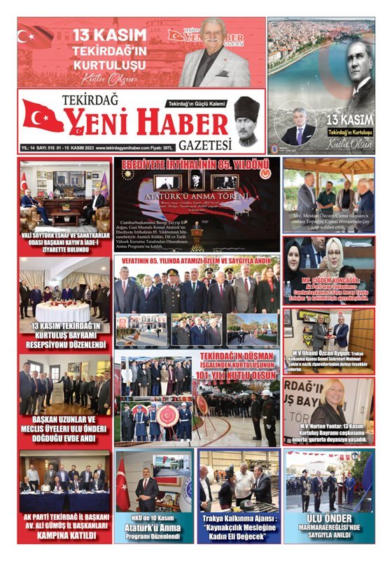 Tekirdağ Yeni Haber Gazetesi 518.Sayı Çıktı
