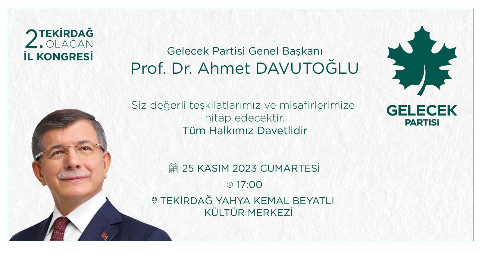 PROF. DR AHMET DAVUTOĞLU TEKİRDAĞ’DA