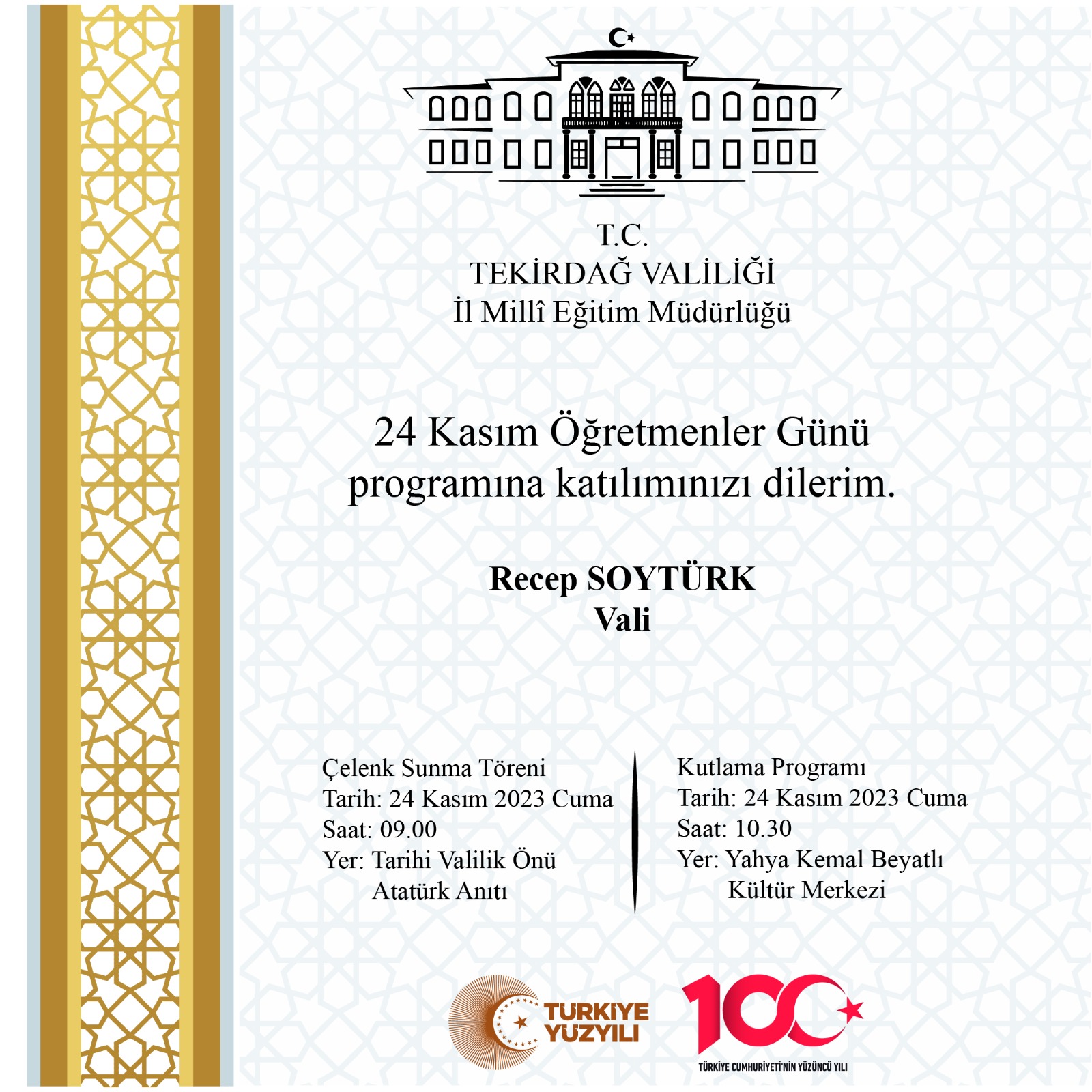 24 Kasım Öğretmenler Günü Programı