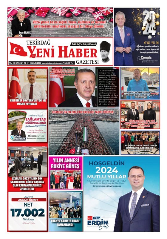 Tekirdağ Yeni Haber Gazetesi 521.Sayı Çıktı