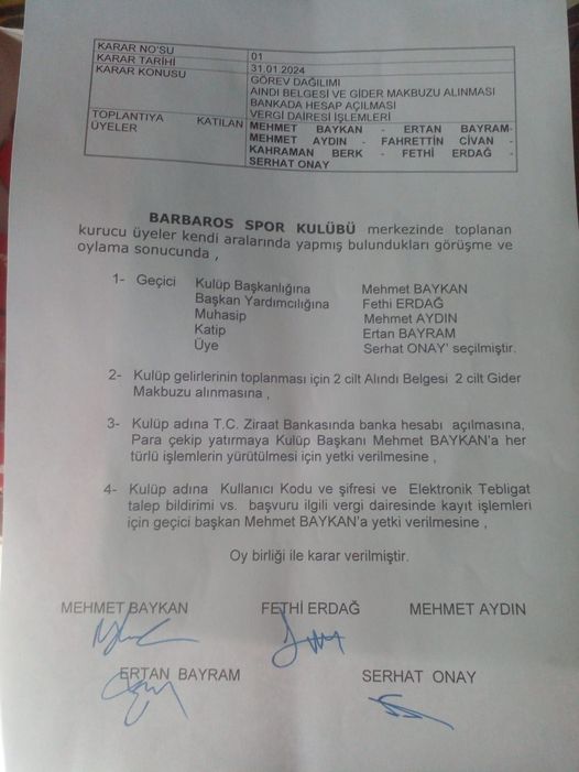 BARBAROSSPOR yeniden resmen kuruldu