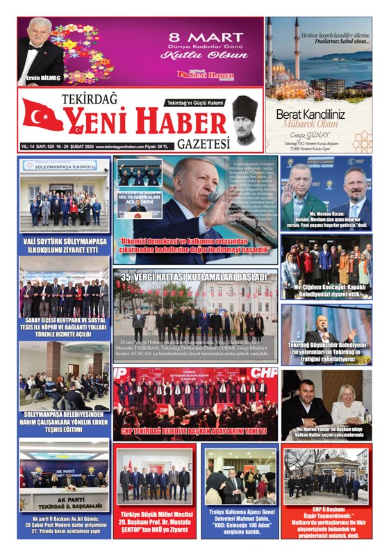 Tekirdağ Yeni Haber Gazetesi 525.Sayı Çıktı