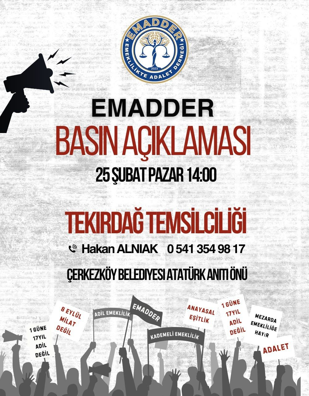 Emeklilikte Adalet Derneği 25 Şubat Basın Açıklaması