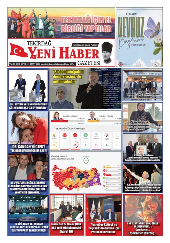 Tekirdağ Yeni Haber Gazetesi 527.Sayı Çıktı