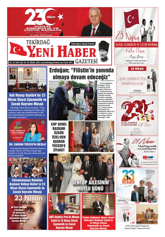 Tekirdağ Yeni Haber Gazetesi 529.Sayı Çıktı
