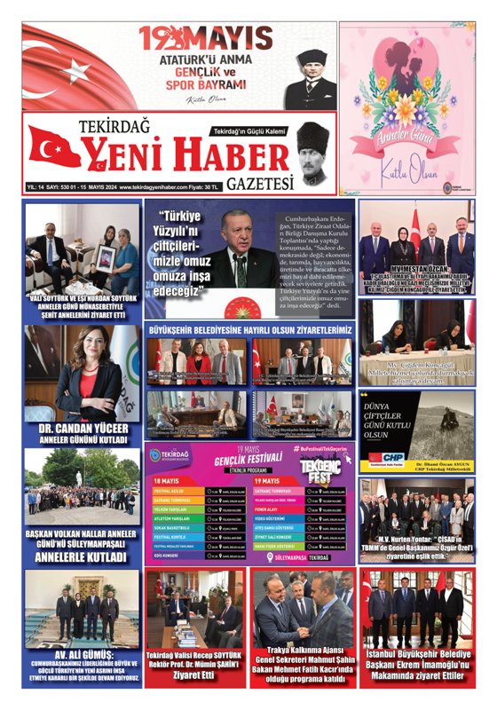 Tekirdağ Yeni Haber Gazetesi 530.Sayı Çıktı