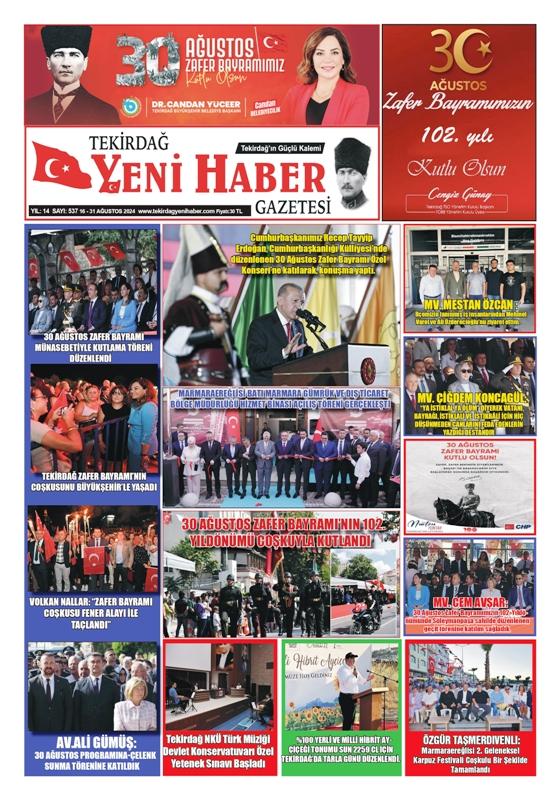 Tekirdağ Yeni Haber Gazetesi 537.Sayı Çıktı