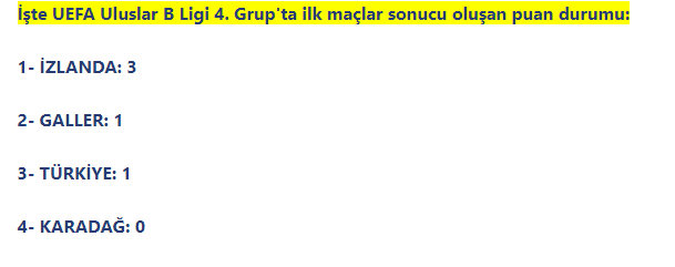 İşte Türkiye’nin grubundaki güncel puan durumu!