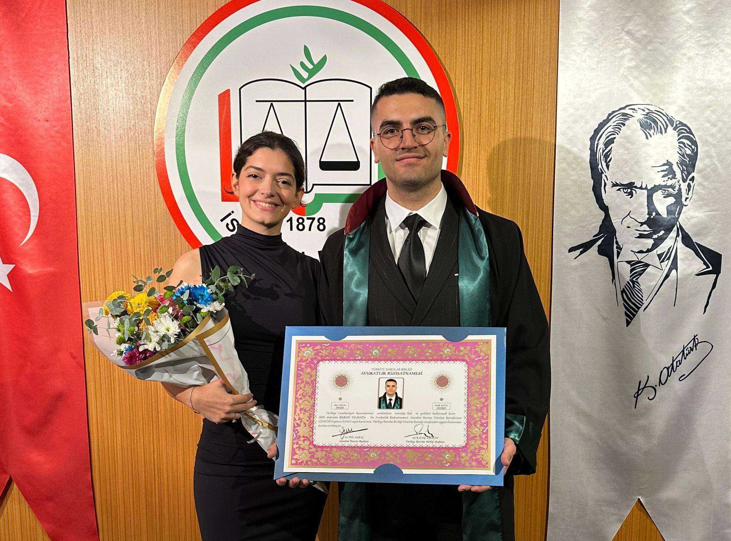 DAMAT BARAN YILMAZ AVUKATLIK RUHSATNAMESİNİ ALDI