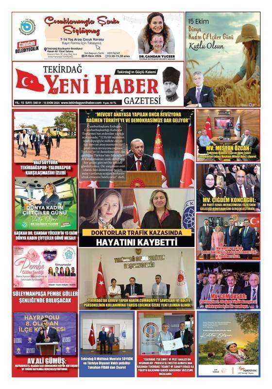 Tekirdağ Yeni Haber Gazetesi 540.Sayı Çıktı