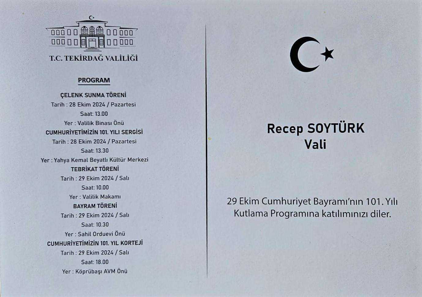Cumhuriyet Bayramı Programı