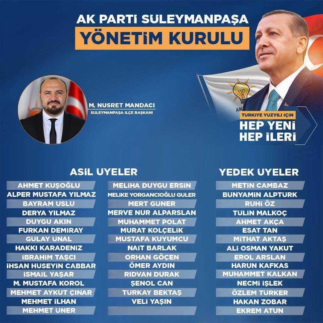 AK PARTİ SÜLEYMANPAŞAYÖNETİM KURULU