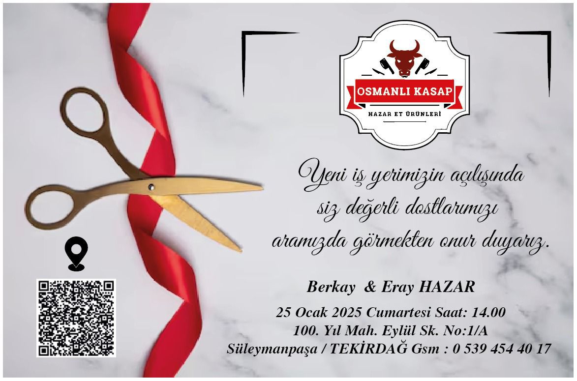 TEKİRDAĞ OSMANLI KASAP HAZAR ET ÜRÜNLERİ AÇILIYOR