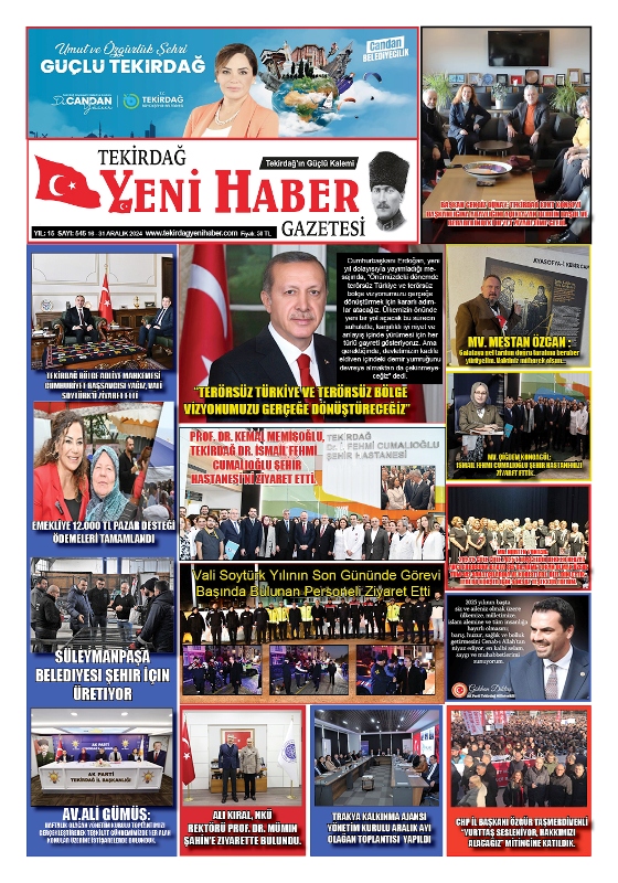 Tekirdağ Yeni Haber Gazetesi 545.Sayı Çıktı
