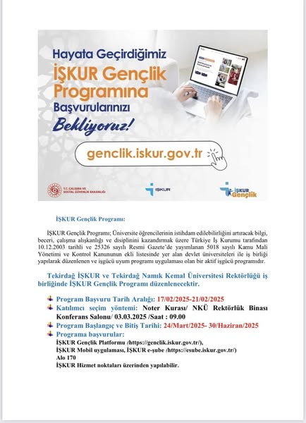 İŞKUR Gençlik Programı düzenlenecek