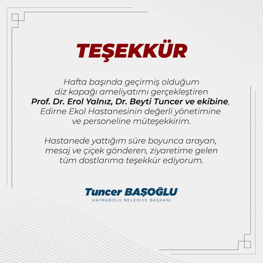 Tuncer Baṣoğlu/HAYRABOLU BELEDİYE BAŞKANI