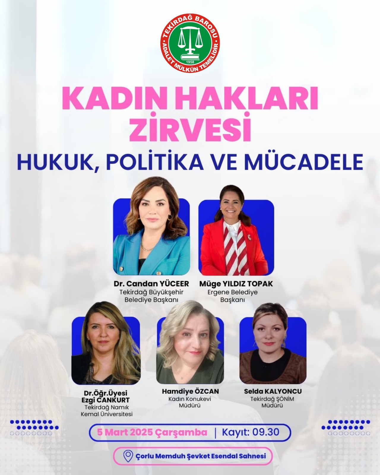Çorlu Memduh Şevket Esendal Sahnesi’nde “Kadın Hakları Zirvesi” düzenlenecek