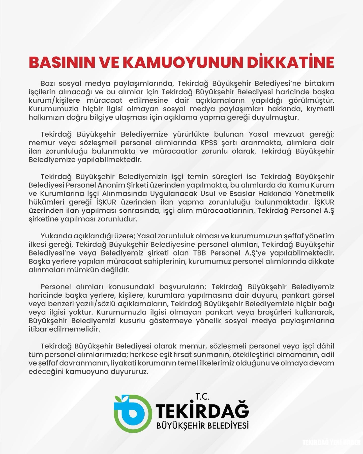 BÜYÜKŞEHİR: BASININ VE KAMUOYUNUN DİKKATİNE