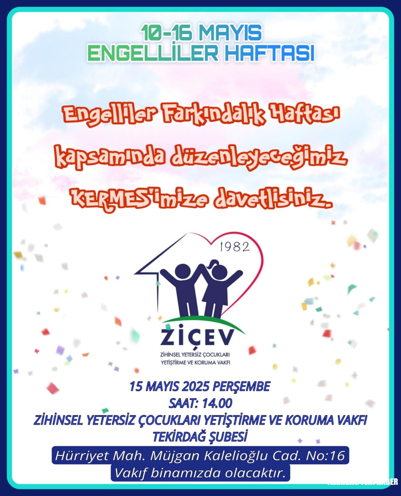 ZİÇEV Tekirdağ Şubesi’nden Kermes Daveti