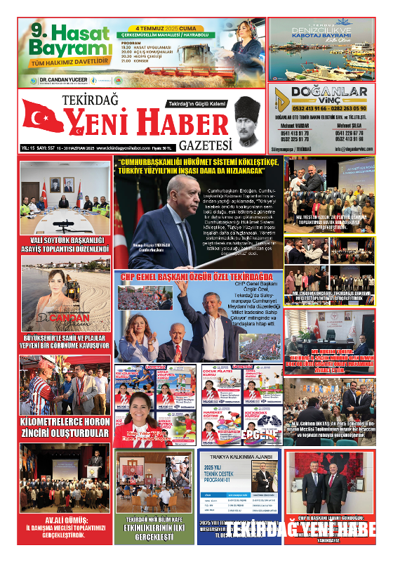 Tekirdağ Yeni Haber Gazetesi 557.Sayı Çıktı