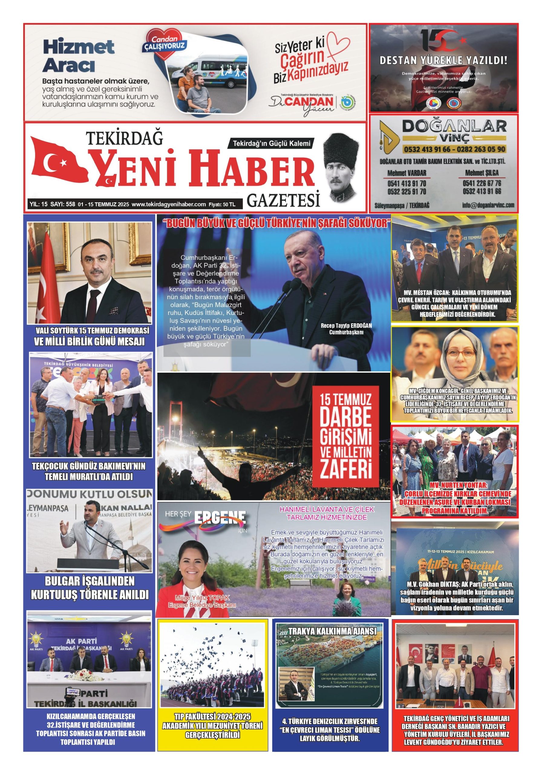 Tekirdağ Yeni Haber Gazetesi 558.Sayı Çıktı