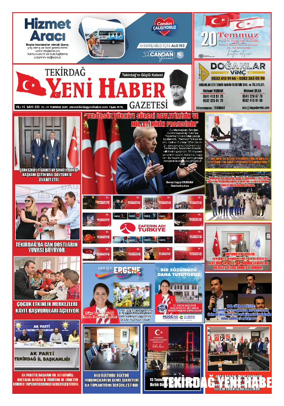 Tekirdağ Yeni Haber Gazetesi 559.Sayı Çıktı