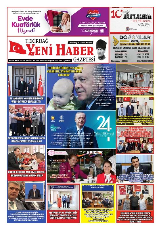 Tekirdağ Yeni Haber Gazetesi 560.Sayı Çıktı
