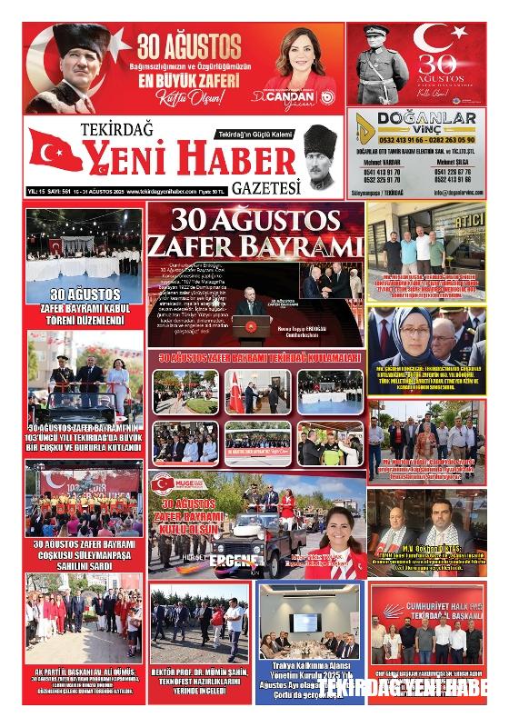 Tekirdağ Yeni Haber Gazetesi 561.Sayı Çıktı