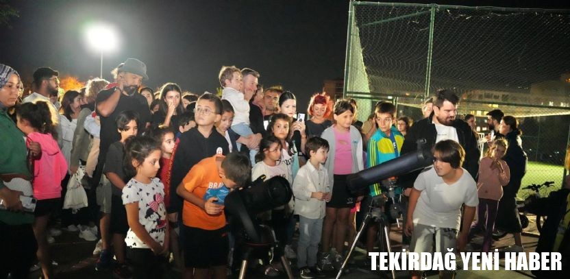 Çorlu Belediyesi`nin Düzenlediği Ay ve Satürn Gözlem Etkinliğine Yoğun İlgi