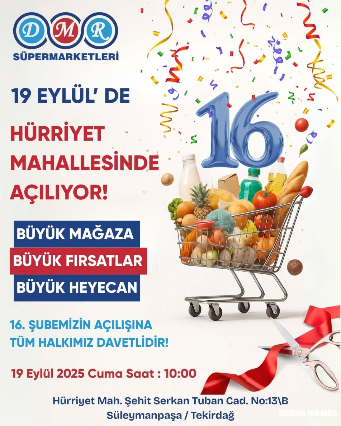 DMR Süpermarketleri 16. Şubesi Hürriyet Mahallesinde Açılıyor!