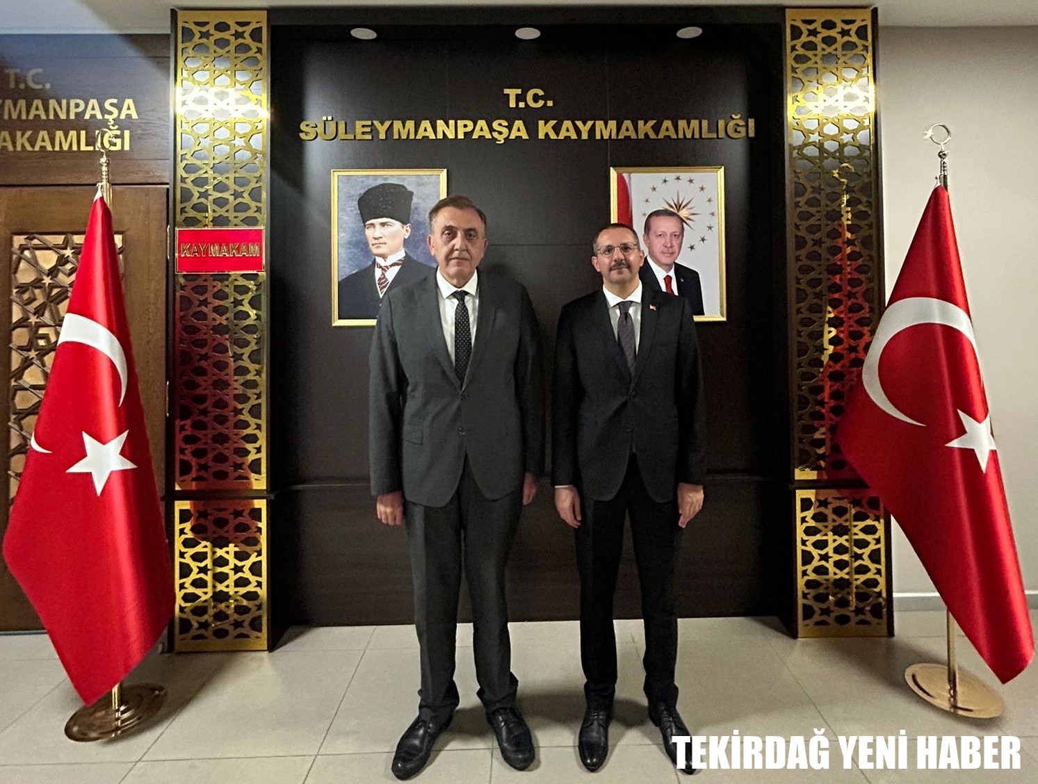 Kaymakamı  Mahmut Nedim TUNÇER, Kırklareli Pınarhisar Kaymakamı Enver ÖZDERİN’i makamında ağırladı.