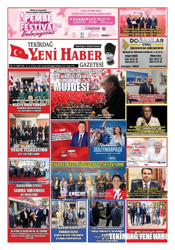 Tekirdağ Yeni Haber Gazetesi 563.Sayı Çıktı
