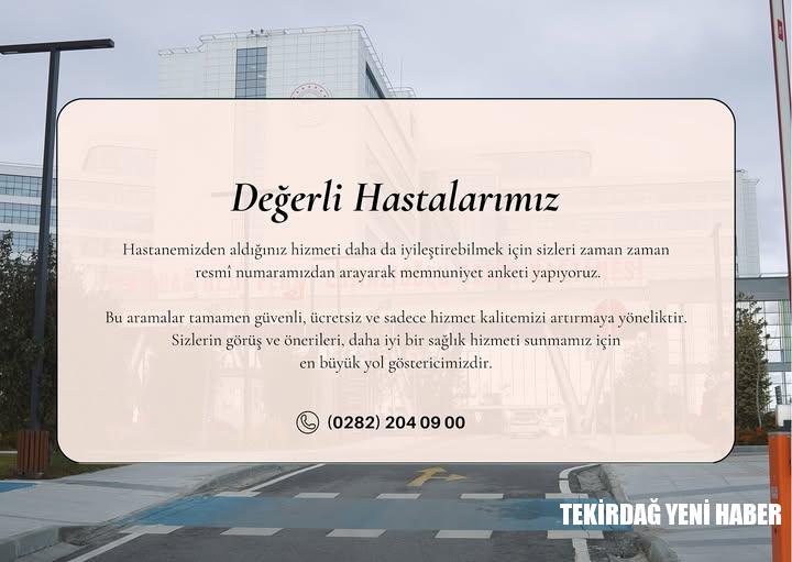 Şehir Hastanesi’nden Hasta Memnuniyeti Anketi Çağrısı