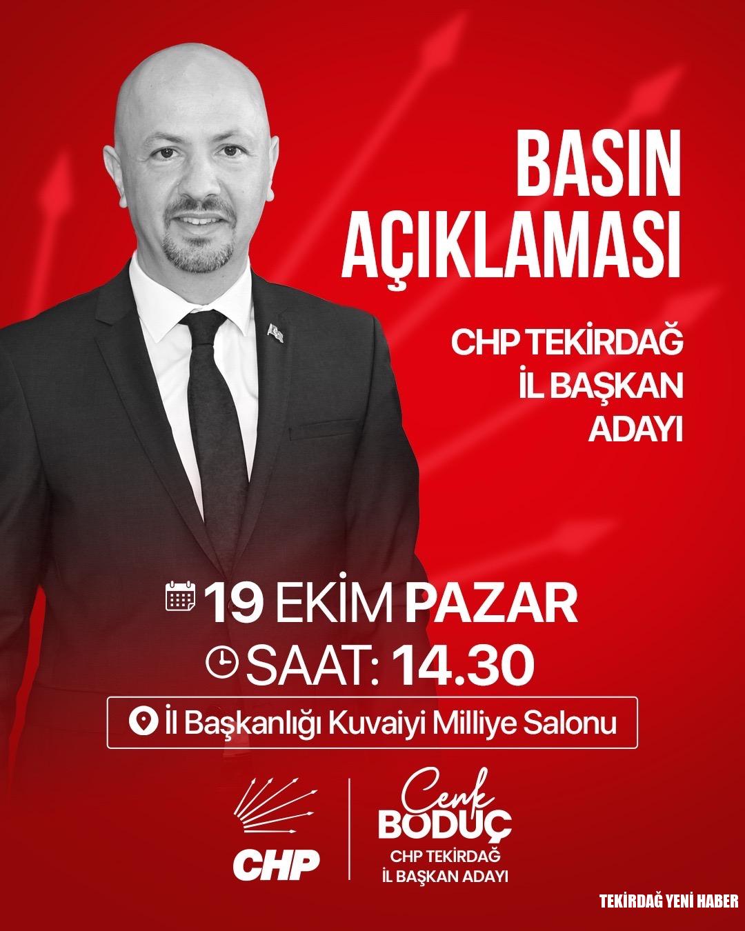 Cenk Boduç, CHP Tekirdağ İl Başkanlığına Adaylığını Açıklıyor