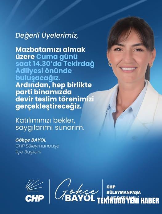 CHP Süleymanpaşa’da Devir Teslim Töreni Cuma Günü Yapılacak